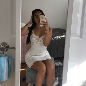 Lace/silk white slip